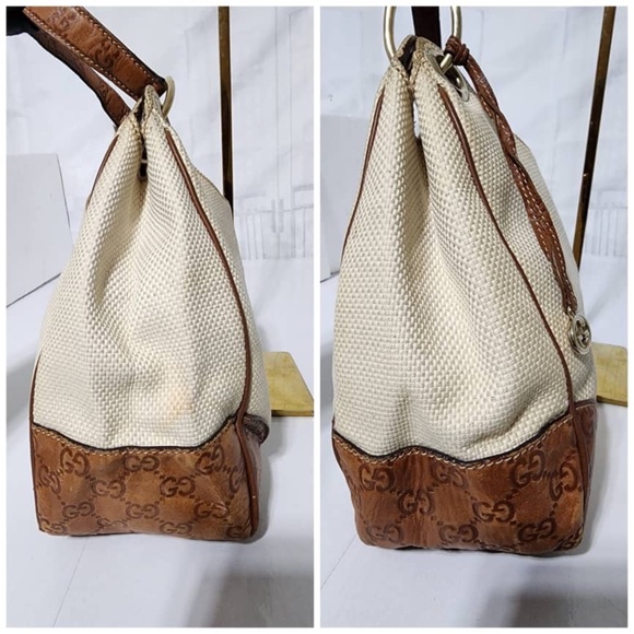 Authentic Gucci Signature-Trimmed Canvas Colbert Hobo Bag Cream/Brown - Picture 6 of 13